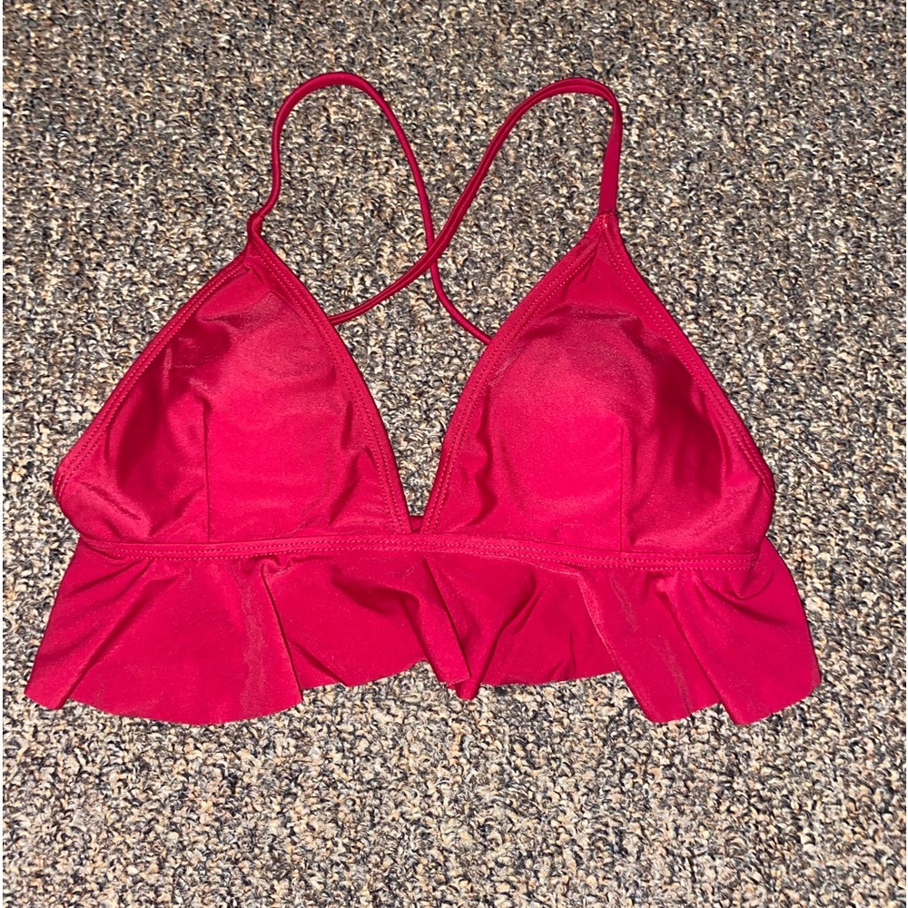 Rose red bathing suit top. Size is medium